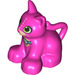 Duplo Dark Pink Cat (Sitting) with Lime Eyes  (26200)