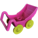 Duplo Dark Pink Pram with Larger Yellow Wheels (74202 / 88206)