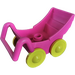 Duplo Dark Pink Pram with Larger Yellow Wheels (88206 / 92937)