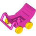 Duplo Dark Pink Pram with Smaller Yellow Wheels (88206 / 92937)