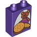 Duplo Donkerpaars Steen 1 x 2 x 2 met Teddy Beer met Biscuits zonder buis aan de onderzijde (4066 / 61250)