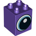 Duplo Dark Purple Brick 2 x 2 x 2 with Eye with Blue looking left (31110 / 43797)