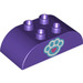 Duplo Dark Purple Brick 2 x 4 with Curved Sides with Paw Print and Pink Heart (26377 / 98223)
