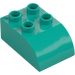 Duplo Dark Turquoise Brick 2 x 3 with Curved Top (2302)