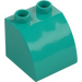 Duplo Turquoise Foncé Pente 45° 2 x 2 x 1.5 avec Incurvé Côté (11170)