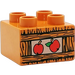Duplo Earth Orange Brick 2 x 2 with Wood Box and Two Apples (47718 / 53484)