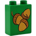 Duplo Green Brick 1 x 2 x 2 with Acorns without Bottom Tube (4066)