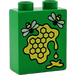 Duplo Green Brick 1 x 2 x 2 with Honeycomb and Bees without Bottom Tube (4066)