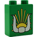 Duplo Green Brick 1 x 2 x 2 with Sun and Horns without Bottom Tube (4066)