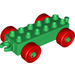 Duplo Groen Auto Chassis 2 x 6 met Rood Wielen (trekhaak) (14639 / 74656)