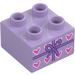 Duplo Lavendel Kloss 2 x 2 med Bue og Hjerter (3437)