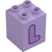 Duplo Lavanda Ladrillo 2 x 2 x 2 con Letter &quot;L&quot; Decoración (31110 / 65929)