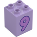 Duplo Lavender Brick 2 x 2 x 2 with Number 9 (31110 / 77926)