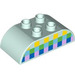Duplo Light Aqua Brick 2 x 4 with Curved Sides with Green and Blue and Yellow Squares (98223 / 105458)