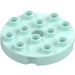 Duplo Light Aqua Round Plate 4 x 4 with Hole and Locking Ridges (98222)