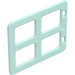 Duplo Light Aqua Window 4 x 3 with Bars with Same Sized Panes (90265)