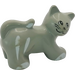 Duplo Light Gray Cat (Stretching) with Tail Curled Towards Head and White Patches (31102 / 48835)