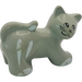 Duplo Light Gray Cat (Stretching) with Tail Curled Towards Head and White Patches (31102 / 48835)