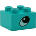 Duplo Light Turquoise Brick 2 x 2 with Eye (3437 / 45166)