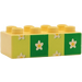 Duplo Light Yellow Brick 2 x 4 with Flowery Wallpaper (Yellow/Green Stripes) (3011 / 31459)