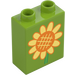 Duplo Lime Brick 1 x 2 x 2 with Sunflower (4066)