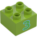 Duplo Limette Stein 2 x 2 mit Grün &#039;3&#039; (3437 / 15962)