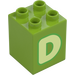 Duplo Limonka Cegła 2 x 2 x 2 z Letter &quot;D&quot; Dekoracja (31110 / 65971)