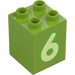 Duplo Lime Brick 2 x 2 x 2 with Number 6 (31110 / 77923)