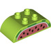 Duplo Lime Brick 2 x 4 with Curved Sides with Watermelon Top (77958 / 98223)