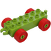 Duplo Limoen Auto Chassis 2 x 6 met Rood Wielen (trekhaak) (14639 / 74656)