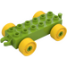 Duplo Lime Bil Chassis 2 x 6 med Gul Hjul (åpen tilhenger) (10715 / 14639)