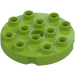 Duplo Lime Rund Plate 4 x 4 med Hull og Låsende Rygger (98222)