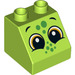 Duplo Lime Slope 2 x 2 x 1.5 (45°) with 2 Eyes and Green Spots (6474 / 36698)