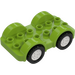 Duplo Lime Wheelbase 2 x 6 with White Rims and Black Wheels (35026)