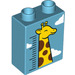 Duplo Medium Azure Brick 1 x 2 x 2 with giraffe height chart with Bottom Tube (15847 / 33349)