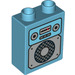 Duplo Medium Azure Brick 1 x 2 x 2 with Speaker and dials with Bottom Tube (15847 / 33249)