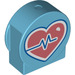 Duplo Mittleres Azure Backstein 1 x 3 x 2 mit Runden oben mit Herz und Heartbeat Symbol mit Ausschnittseiten (14222 / 81349)