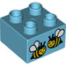 Duplo Azure Moyen Brique 2 x 2 avec Bees (3437 / 25008)