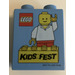 Duplo Medium Blue Brick 1 x 2 x 2 with 2011 Kids Fest Brick without Bottom Tube (4066)