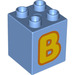 Duplo Medium Blue Brick 2 x 2 x 2 with &#039;B&#039; (21273 / 31110)