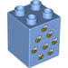 Duplo Medium Blue Brick 2 x 2 x 2 with Eight bees (31110 / 88277)