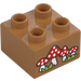 Duplo Středně tmavá tělová Kostka 2 x 2 s Toadstools / Mushrooms (1377 / 3437)