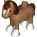 Duplo Medium Dark Flesh Foal with Brown Hair (73387)