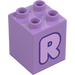 Duplo Medium lavendel Klods 2 x 2 x 2 med Letter &quot;R&quot; Dekoration (31110 / 65939)