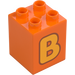 Duplo Orange Brick 2 x 2 x 2 with Letter &quot;B&quot; Decoration (31110 / 65969)