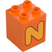 Duplo Orange Brick 2 x 2 x 2 with Letter &quot;N&quot; Decoration (31110 / 65932)