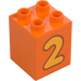 Duplo Orange Stein 2 x 2 x 2 mit Number 2 (31110 / 77919)