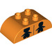 Duplo Orange Brick 2 x 4 with Curved Sides with Female Child and Male Child Silhouettes (33337 / 98223)