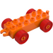 Duplo Orange Bil Chassi 2 x 6 med Röd Hjul (Öppen koppling) (14639 / 74656)