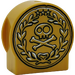 Duplo Pearl Gold Brick 1 x 3 x 2 with Round Top with Skull and Crossbones with Cutout Sides (13796 / 14222)